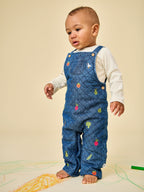 JoJo Maman Bébé Denim Vegetable Embroidered Quilted Dungaree Set