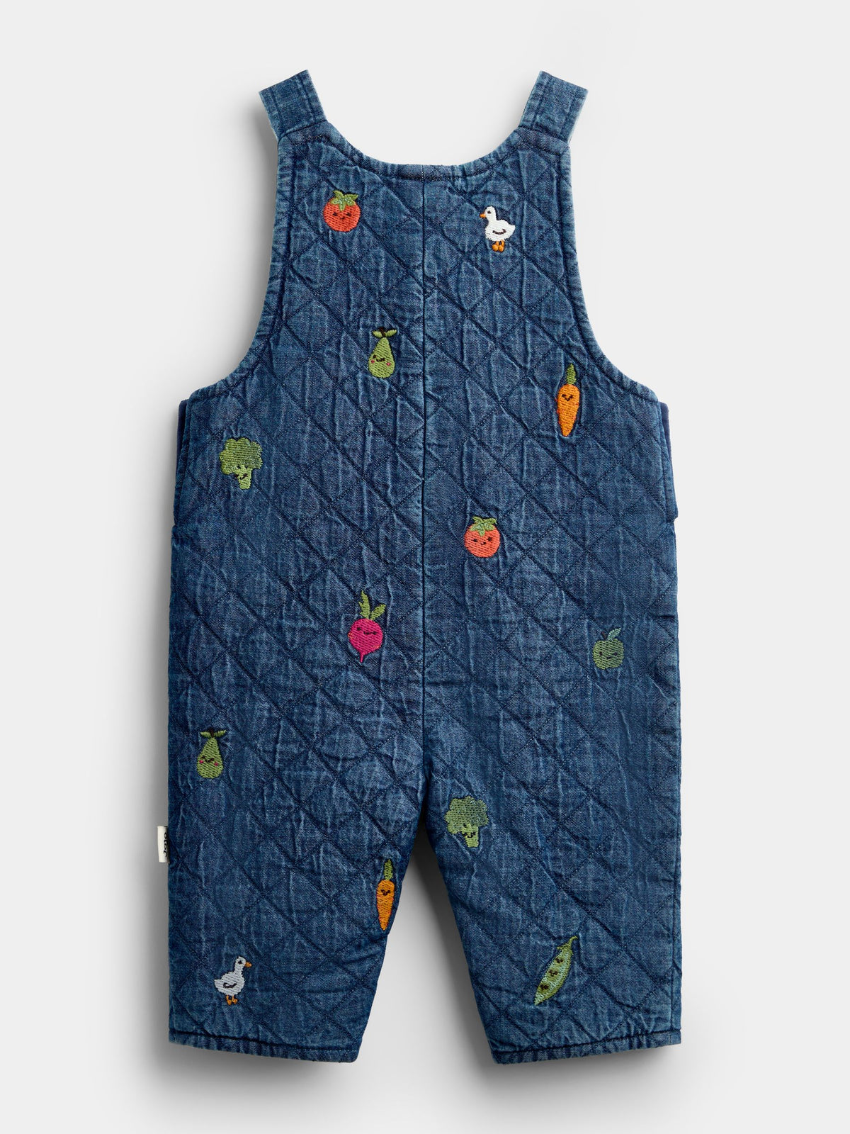 JoJo Maman Bébé Denim Vegetable Embroidered Quilted Dungaree Set