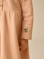 Ecru Embroidered Swan Long Sleeve Dress (3mths-7yrs)