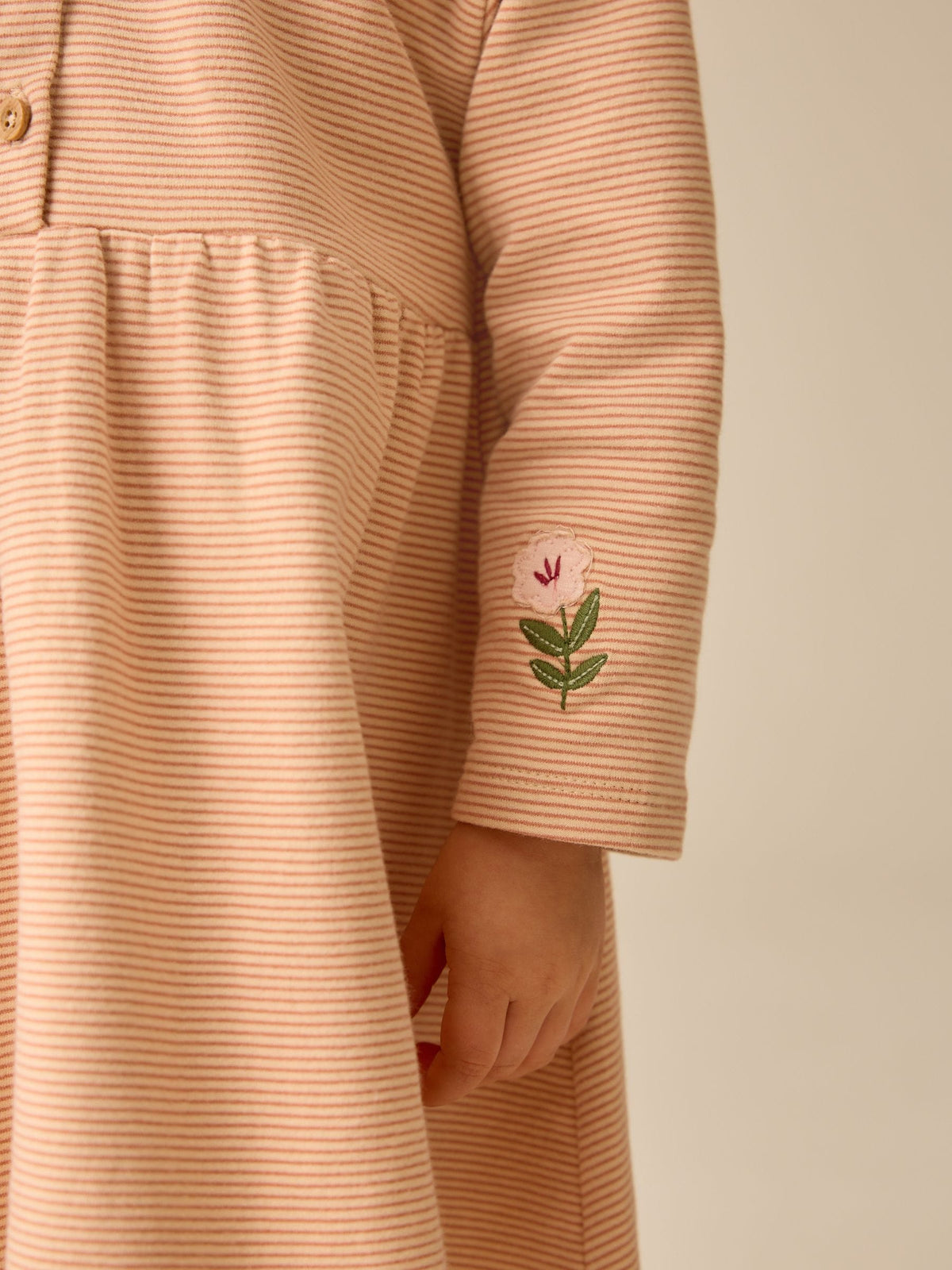 Ecru Embroidered Swan Long Sleeve Dress (3mths-7yrs)
