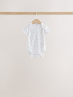 White Mini Safari Animals Short Sleeve Baby Bodysuits 5 Pack
