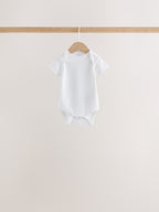 White Mini Safari Animals Short Sleeve Baby Bodysuits 5 Pack