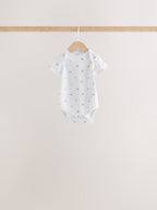 White Mini Safari Animals Short Sleeve Baby Bodysuits 5 Pack