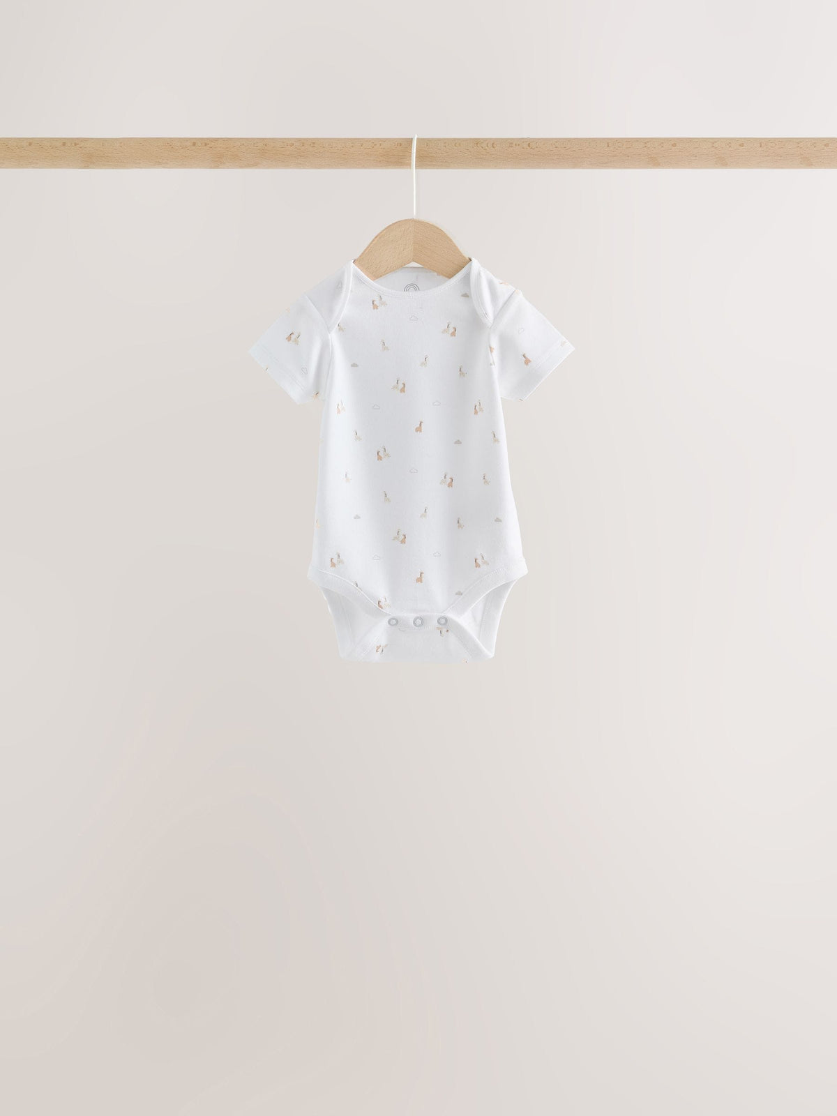 White Mini Safari Animals Short Sleeve Baby Bodysuits 5 Pack