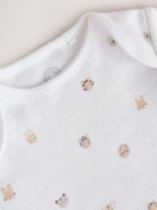 White Mini Safari Animals Short Sleeve Baby Bodysuits 5 Pack