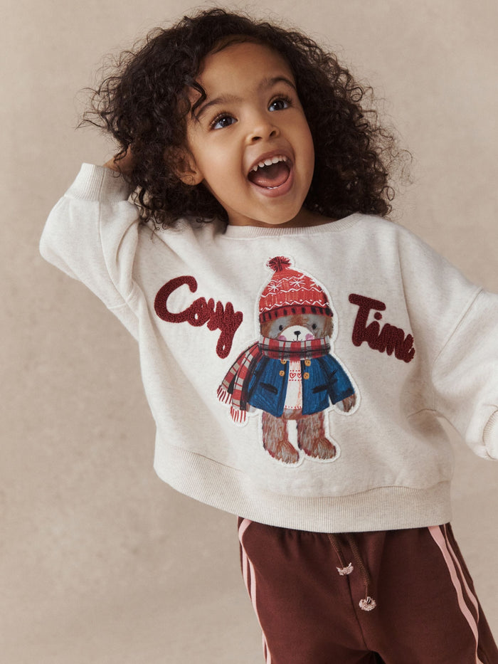 Cream Bear Crew Neck Sweatshirt (3mths-7yrs)