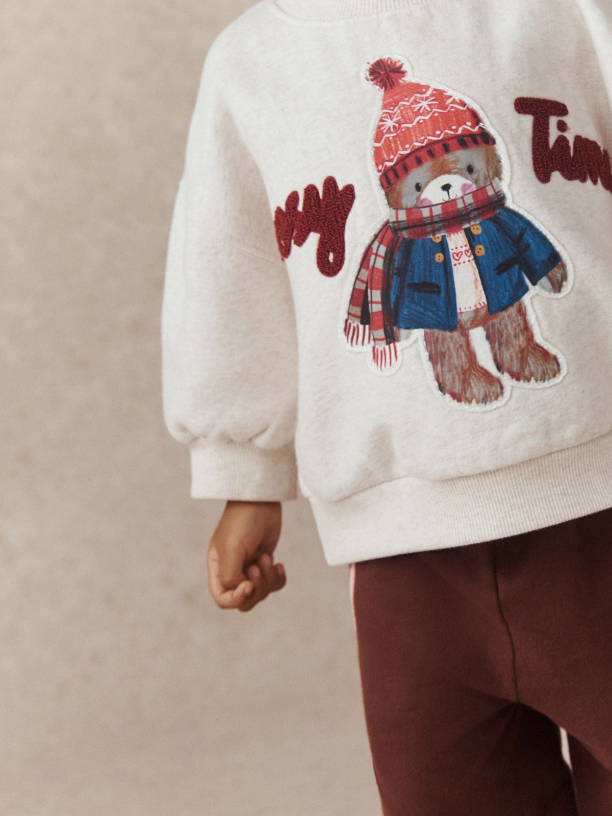 Cream Bear Crew Neck Sweatshirt (3mths-7yrs)