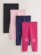 Black/Blue/Pink Cosy Fleece Lined Leggings 4 Pack (3mths-7yrs)