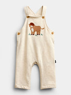 JoJo Maman Bébé Oat Marl Highland Cow Appliqué Dungaree Set
