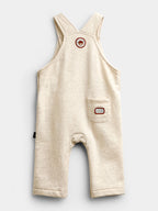 JoJo Maman Bébé Oat Marl Highland Cow Appliqué Dungaree Set