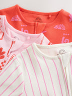 Red/Pink Baby Sleepsuits 3 Pack (0mths-3yrs)