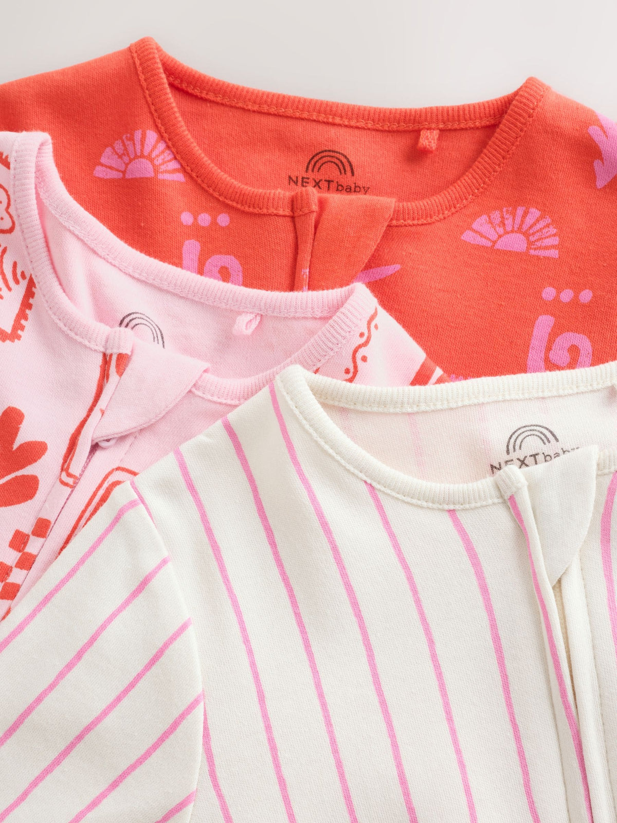 Red/Pink Baby Sleepsuits 3 Pack (0mths-3yrs)