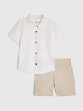 River Island White Short Sleeve Smart Shirt & Chino Shorts Set