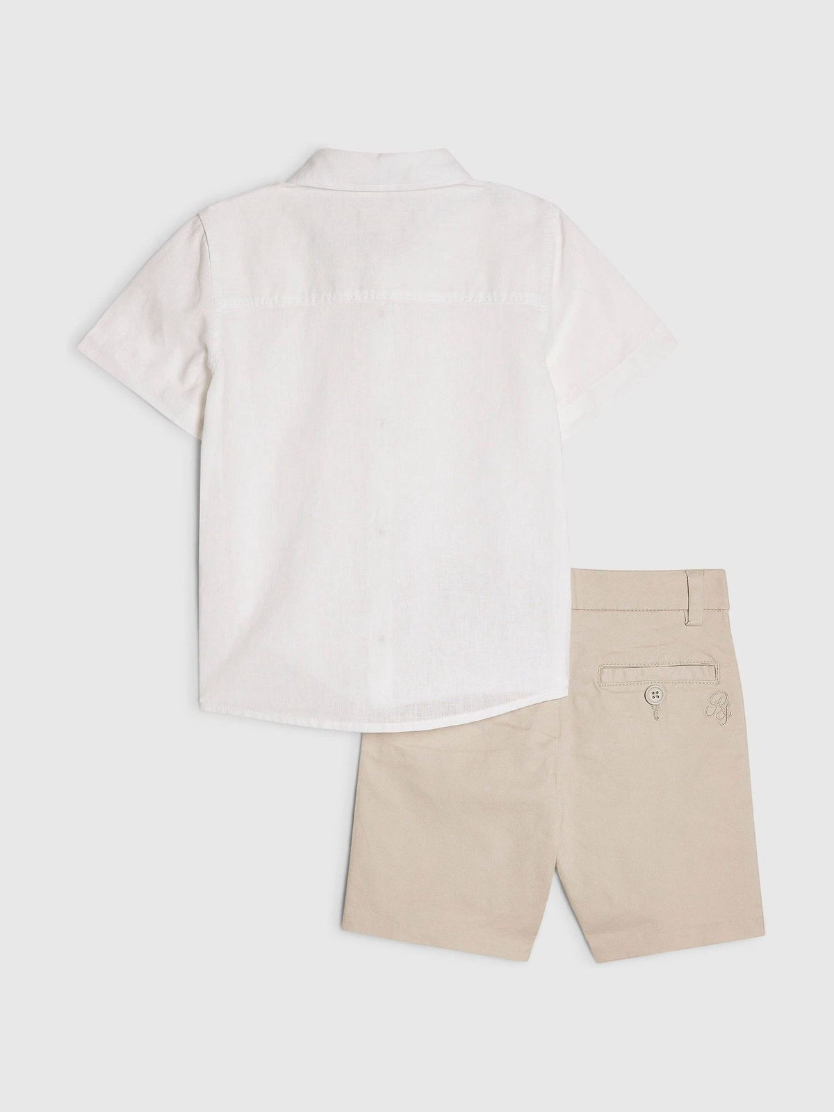 River Island White Short Sleeve Smart Shirt & Chino Shorts Set