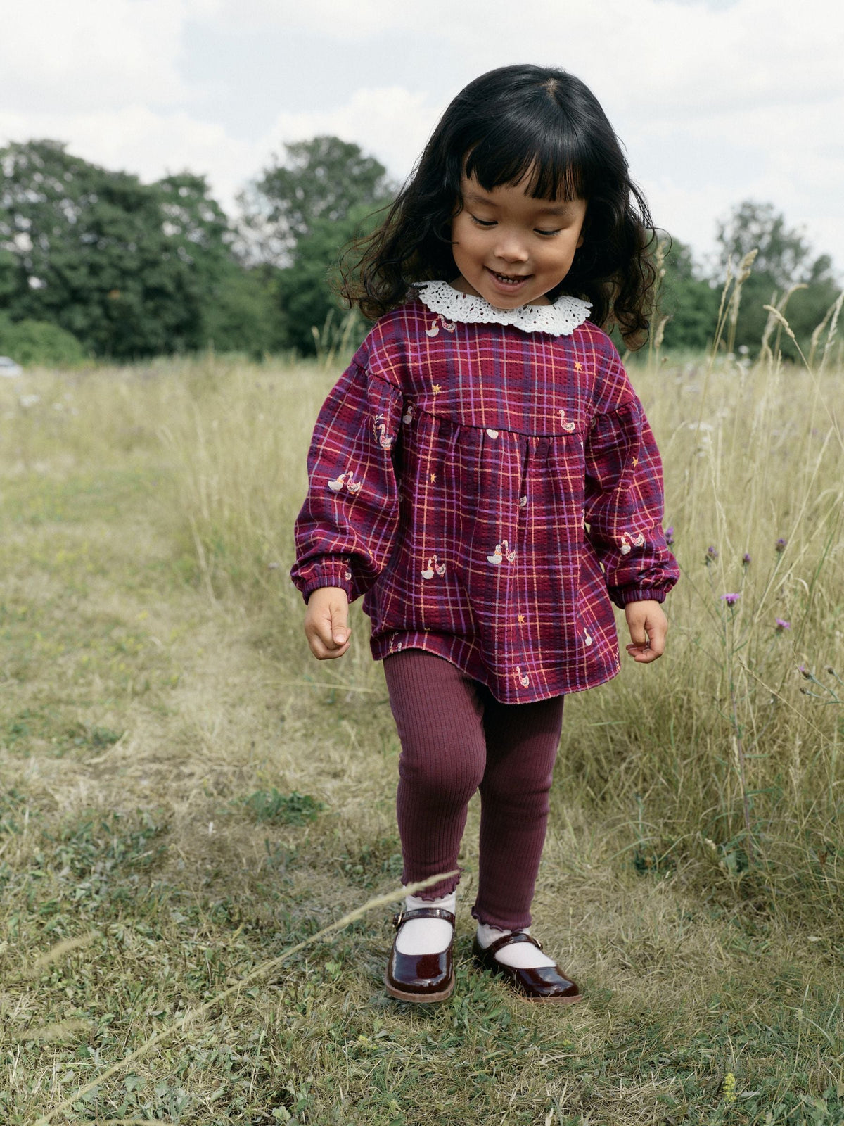 Red Check Goose Long Sleeve Blouse and Leggings Set (3mths-7yrs)