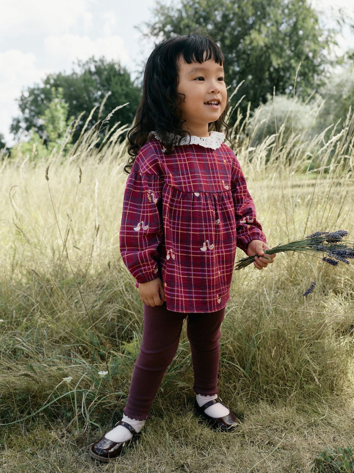 Red Check Goose Long Sleeve Blouse and Leggings Set (3mths-7yrs)