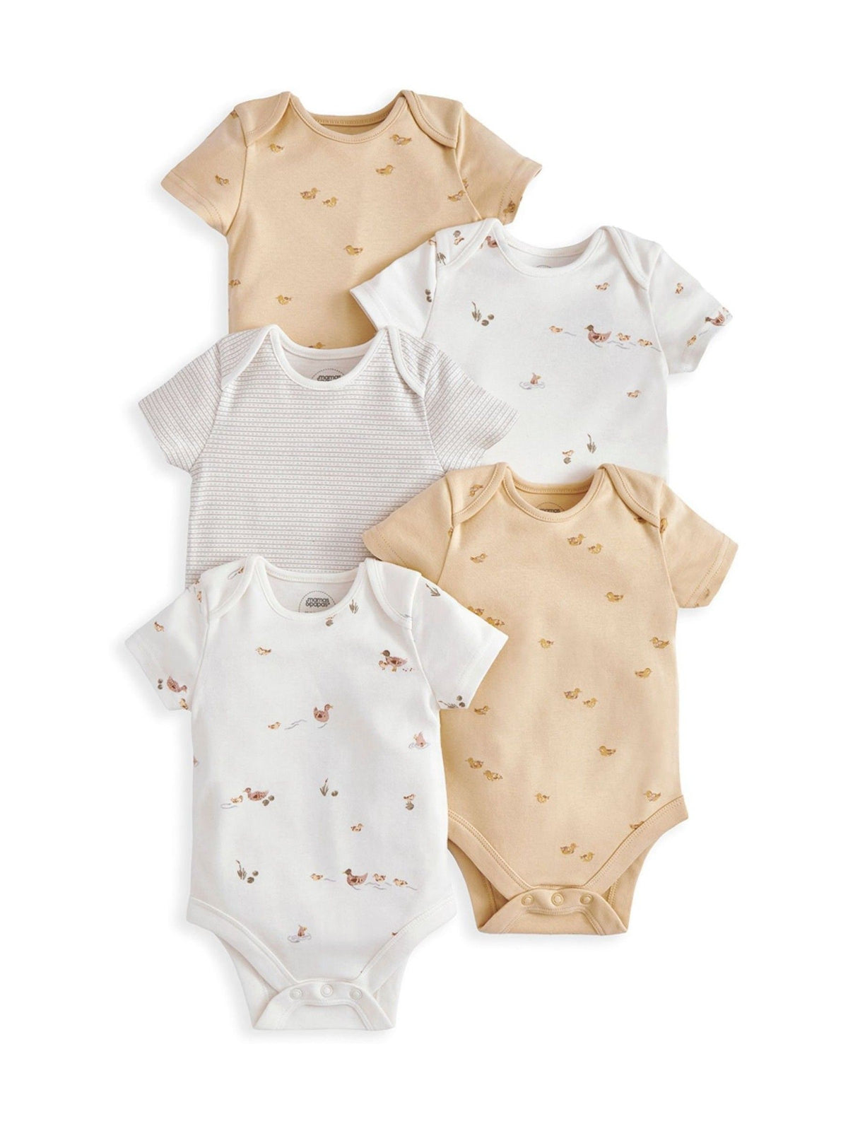 Mamas & Papas Cream Duckling Bodysuits 5 Pack