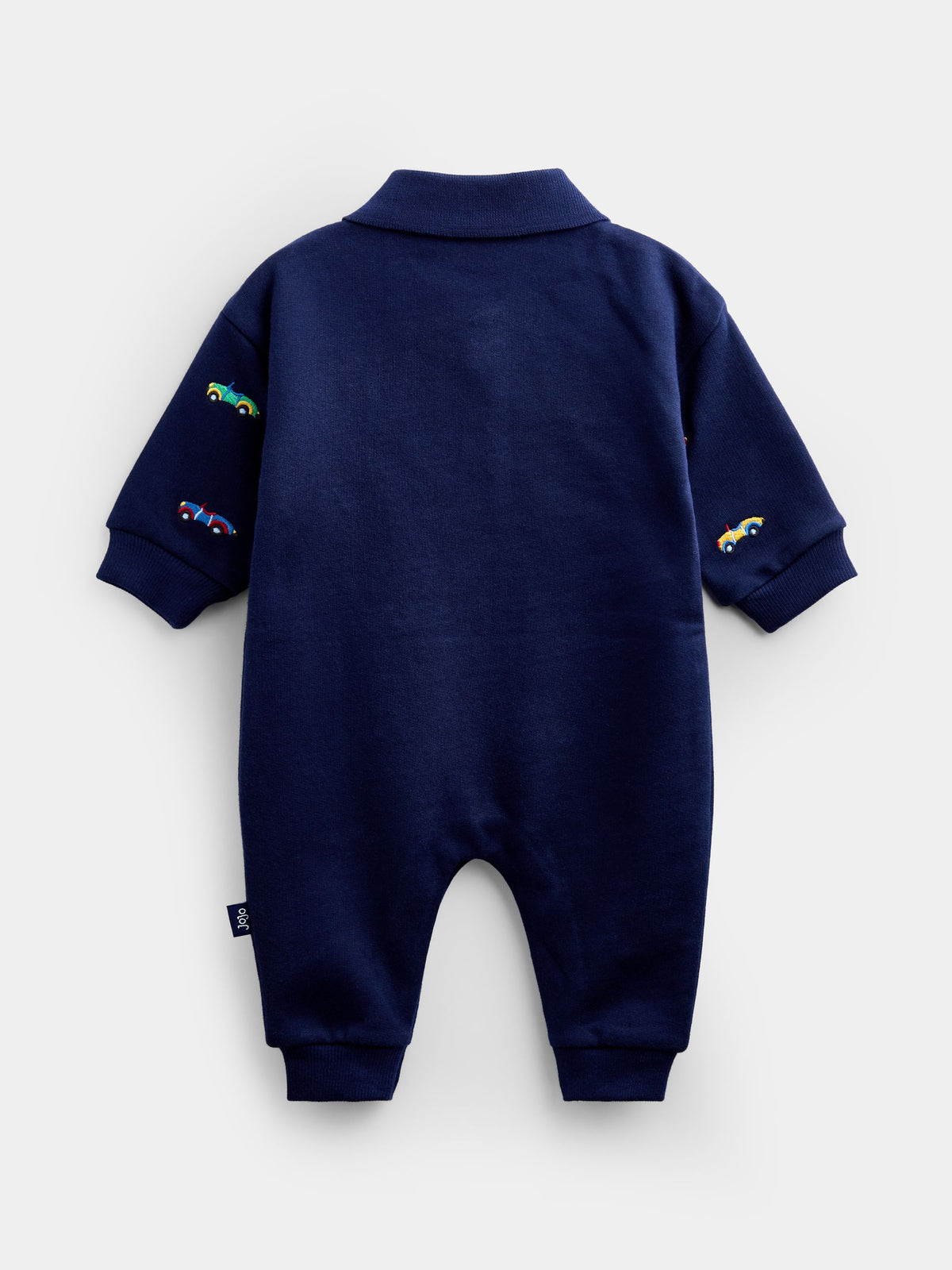 JoJo Maman Bébé Navy Blue Car Embroidered Polo Romper