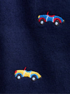 JoJo Maman Bébé Navy Blue Car Embroidered Polo Romper