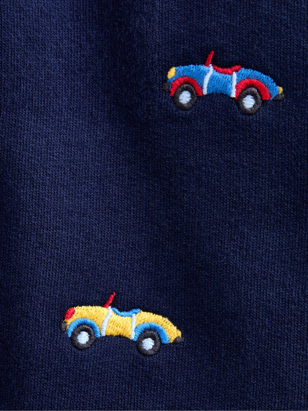JoJo Maman Bébé Navy Blue Car Embroidered Polo Romper