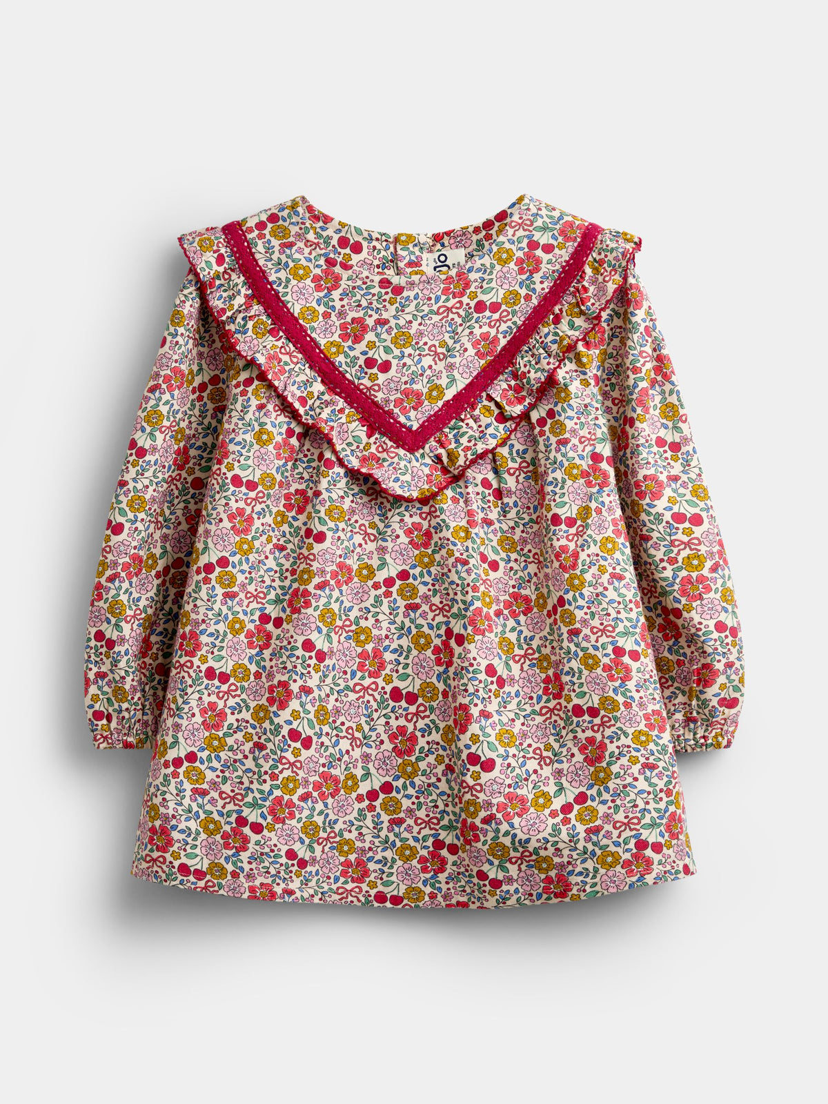 JoJo Maman Bébé Burgundy Red Floral Frill Top & Rib Legging Set