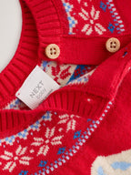 Neutral/Red Bear Ski Scene Baby Knitted Jumper and Leggings Set (0mths-2yrs)