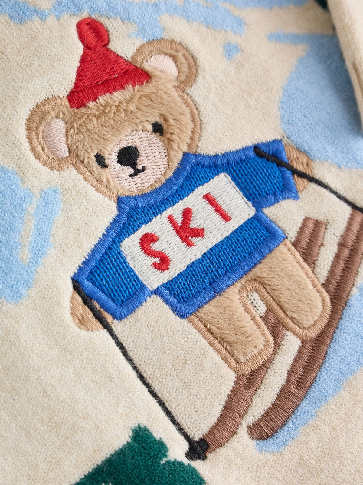 Neutral/Red Bear Ski Scene Baby Knitted Jumper and Leggings Set (0mths-2yrs)