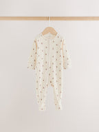 Neutral Brown Bear Two Way Zip Baby Sleepsuits 4 Pack (0mths-2yrs)