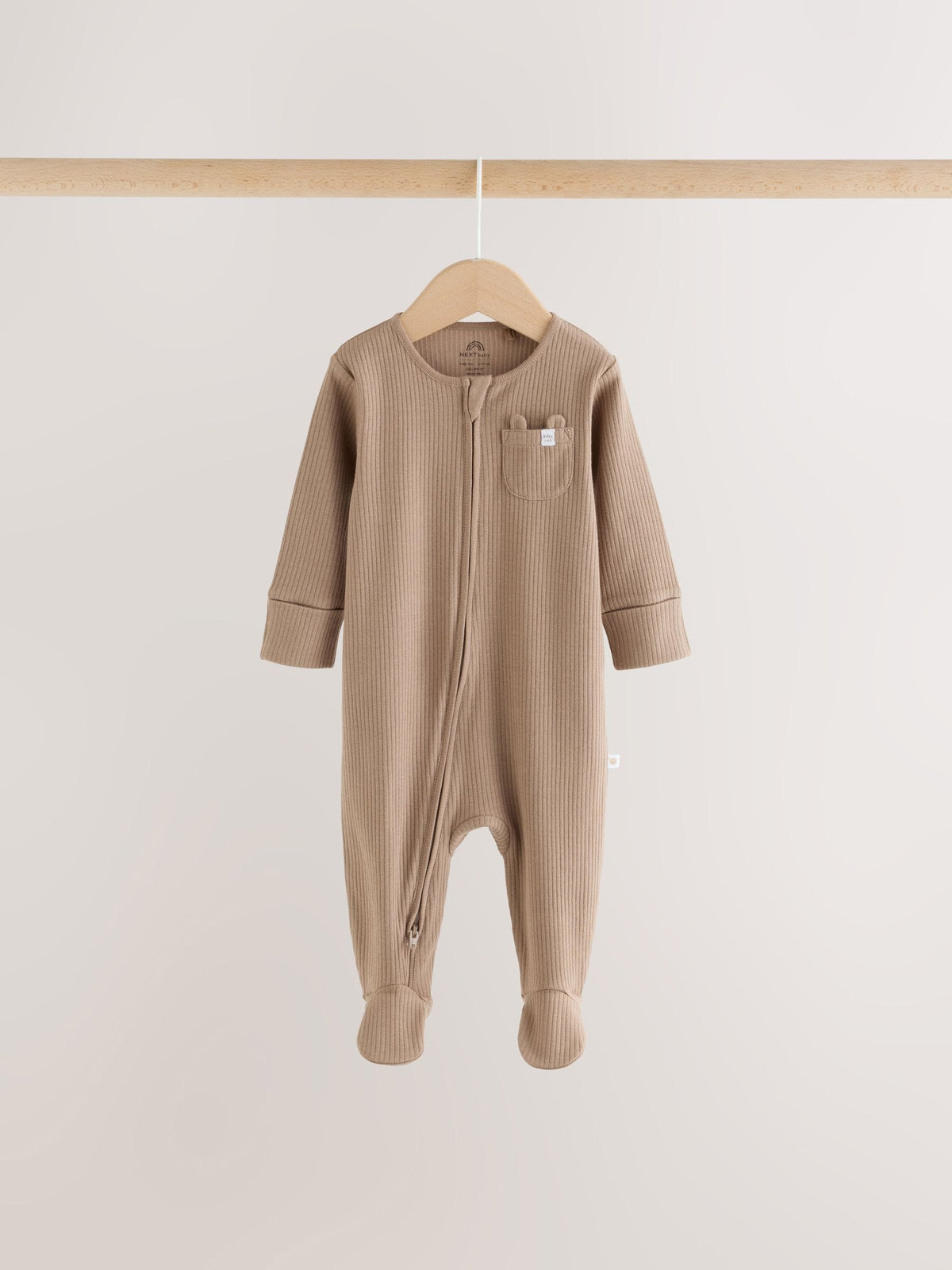 Neutral Brown Bear Two Way Zip Baby Sleepsuits 4 Pack (0mths-2yrs)