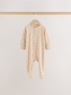 Neutral Brown Bear Two Way Zip Baby Sleepsuits 4 Pack (0mths-2yrs)