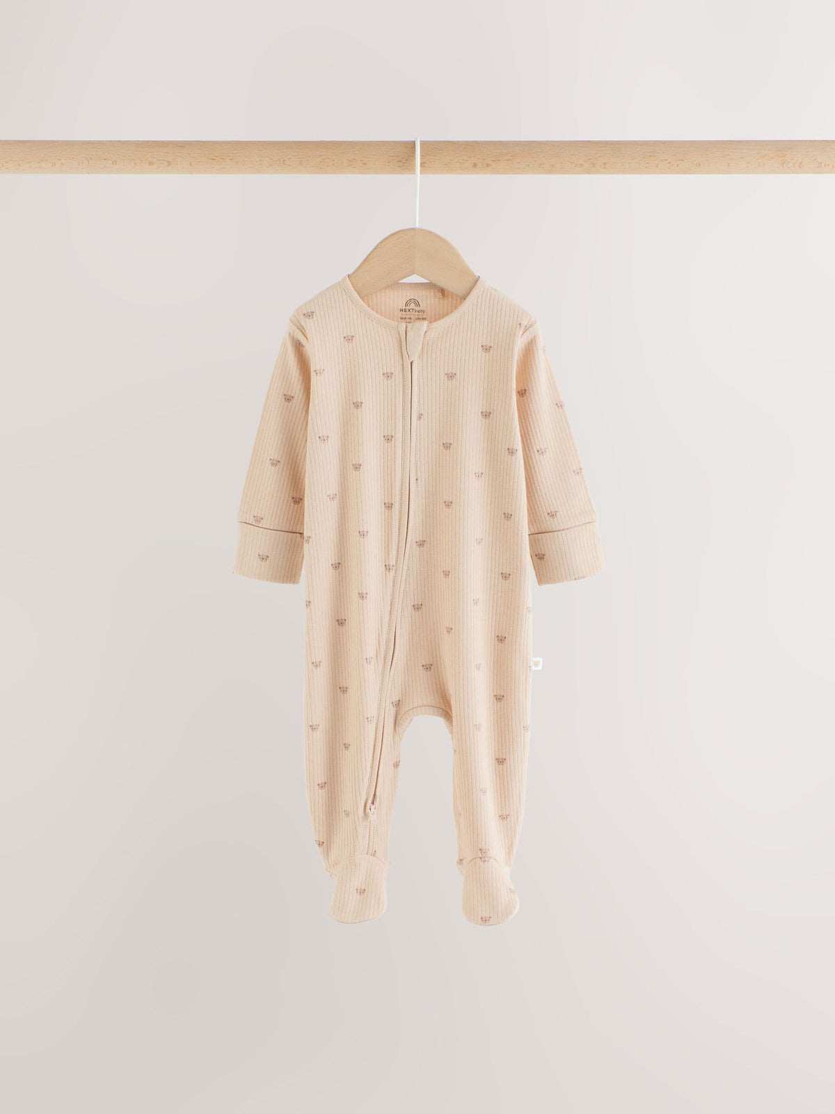 Neutral Brown Bear Two Way Zip Baby Sleepsuits 4 Pack (0mths-2yrs)
