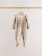 Neutral Brown Bear Two Way Zip Baby Sleepsuits 4 Pack (0mths-2yrs)