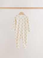 Neutral Brown Bear Two Way Zip Baby Sleepsuits 4 Pack (0mths-2yrs)