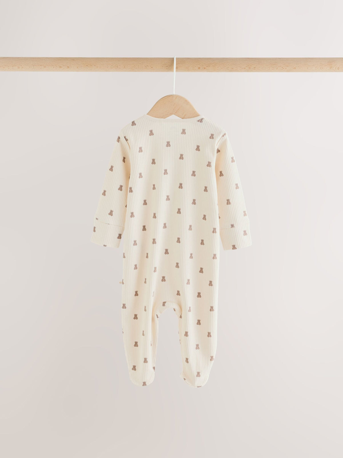 Neutral Brown Bear Two Way Zip Baby Sleepsuits 4 Pack (0mths-2yrs)