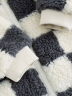 Grey Checkerboard Borg Two Way Zip Sleepsuit