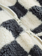 Grey Checkerboard Borg Two Way Zip Sleepsuit