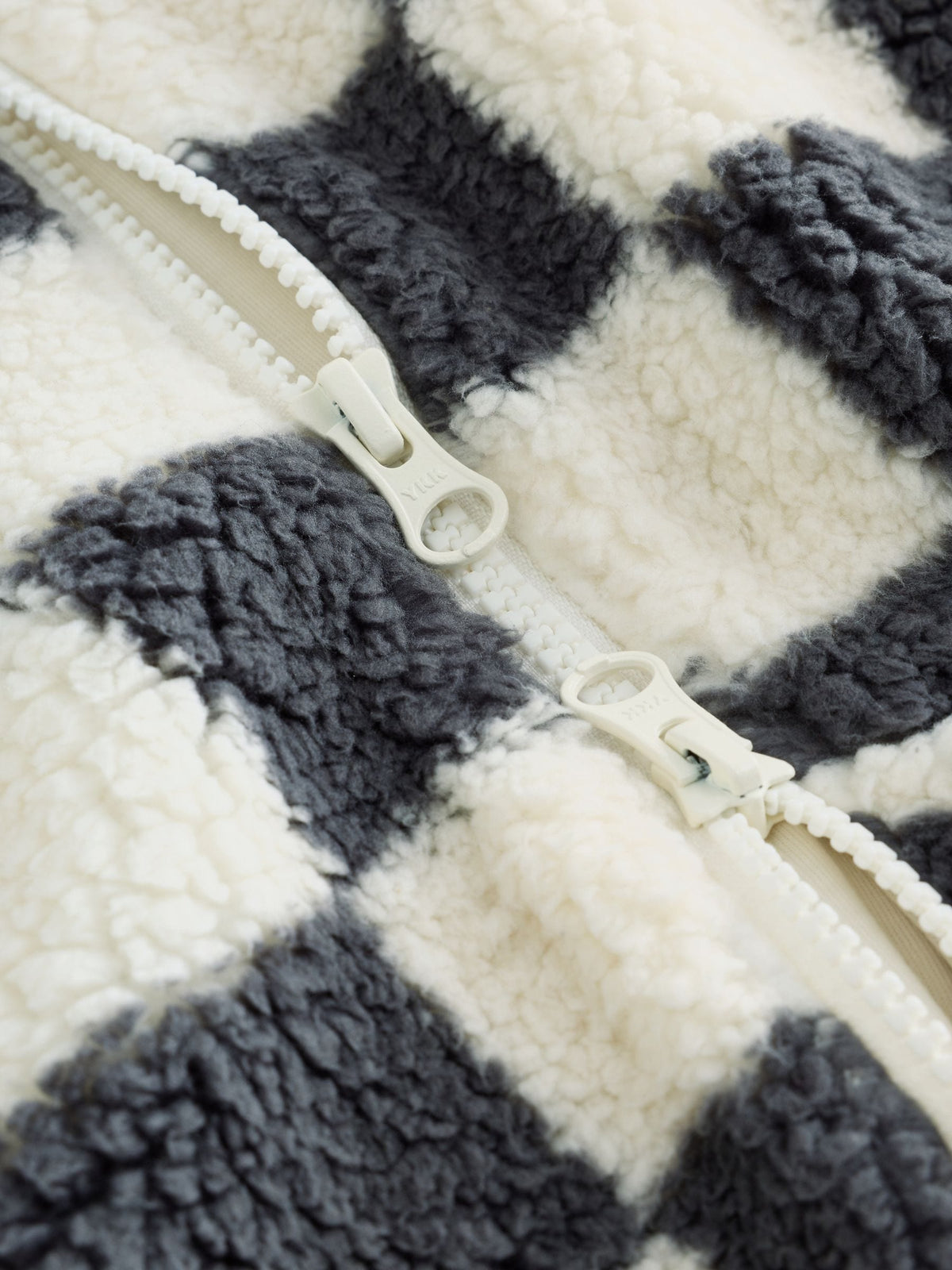 Grey Checkerboard Borg Two Way Zip Sleepsuit