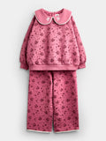 JoJo Maman Bébé Plum Purple Ditsy Floral Sweatshirt & Wide Leg Jogger Set