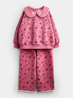 JoJo Maman Bébé Plum Purple Ditsy Floral Sweatshirt & Wide Leg Jogger Set