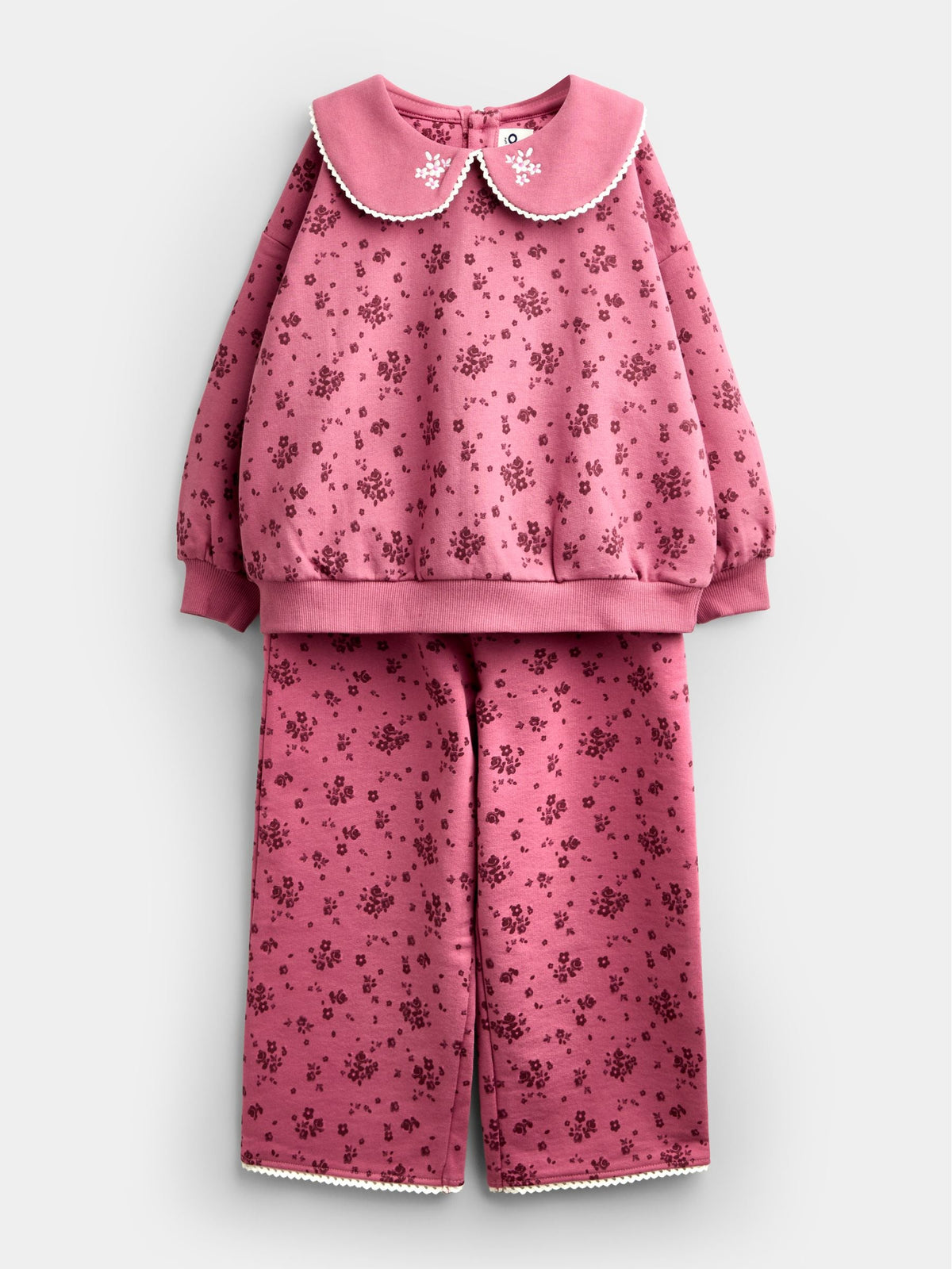 JoJo Maman Bébé Plum Purple Ditsy Floral Sweatshirt & Wide Leg Jogger Set