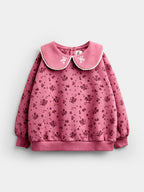JoJo Maman Bébé Plum Purple Ditsy Floral Sweatshirt & Wide Leg Jogger Set
