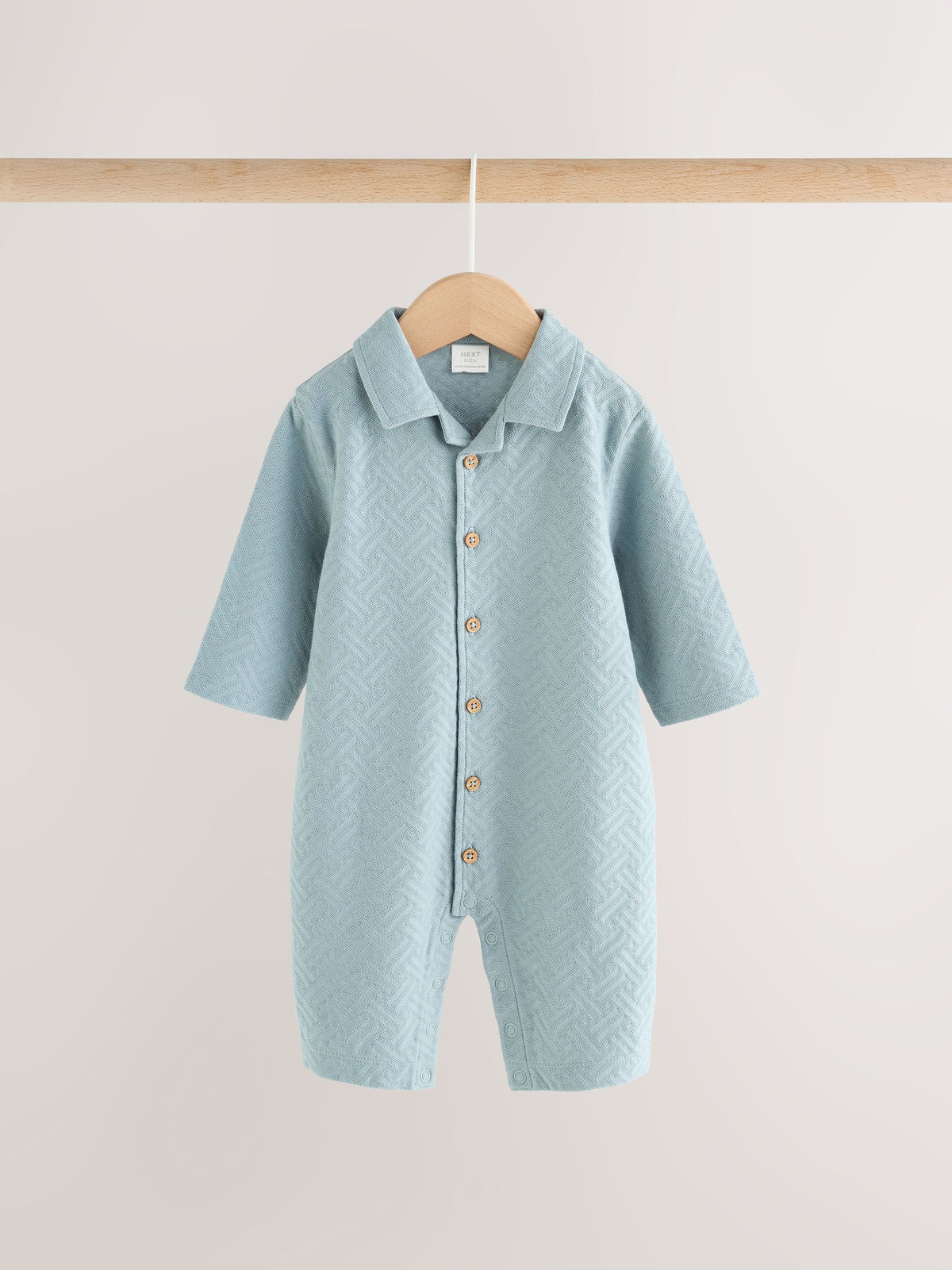 Blue/Neutral Long Sleeve Collared Baby Rompers 2 Pack