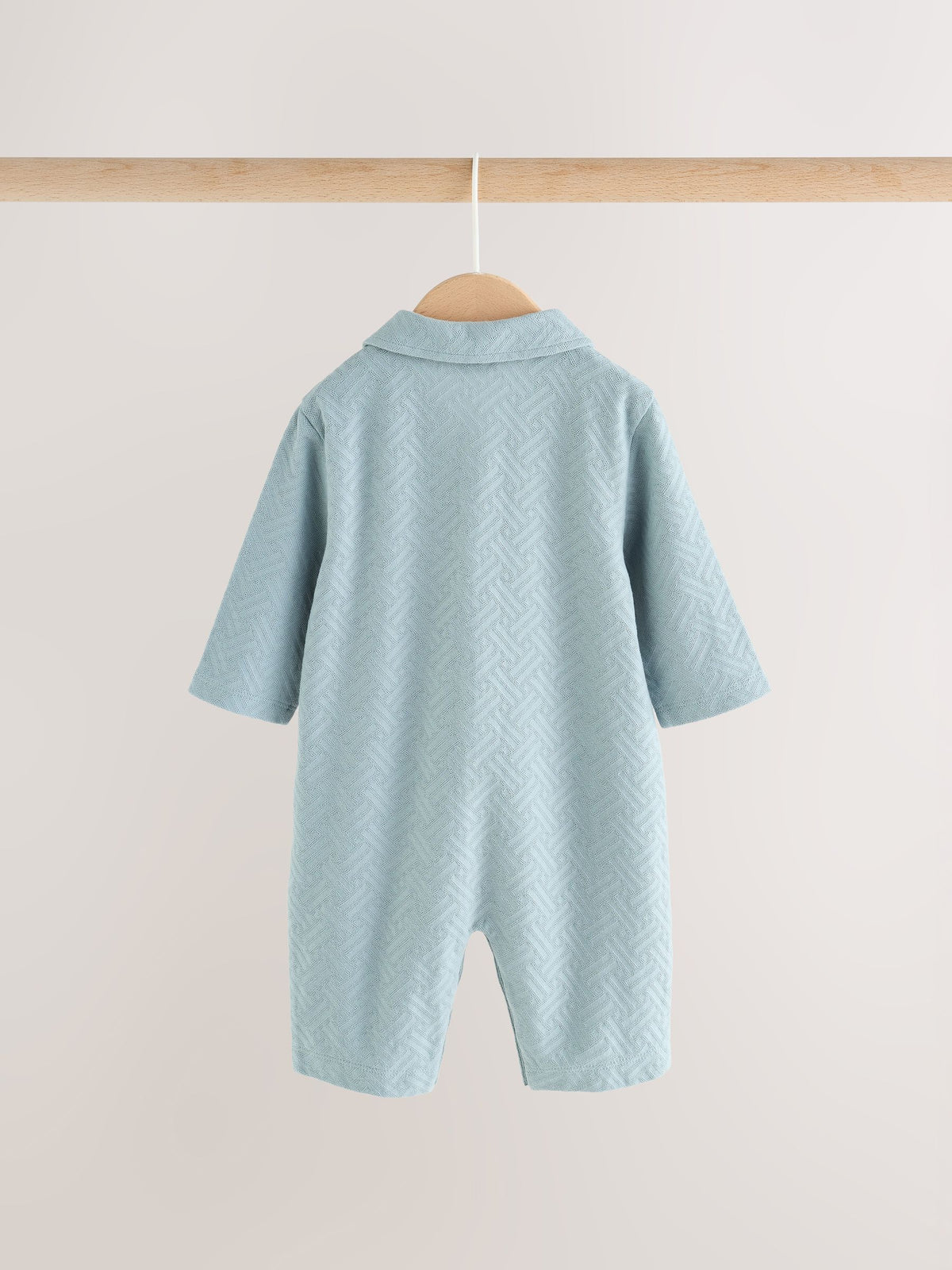 Blue/Neutral Long Sleeve Collared Baby Rompers 2 Pack