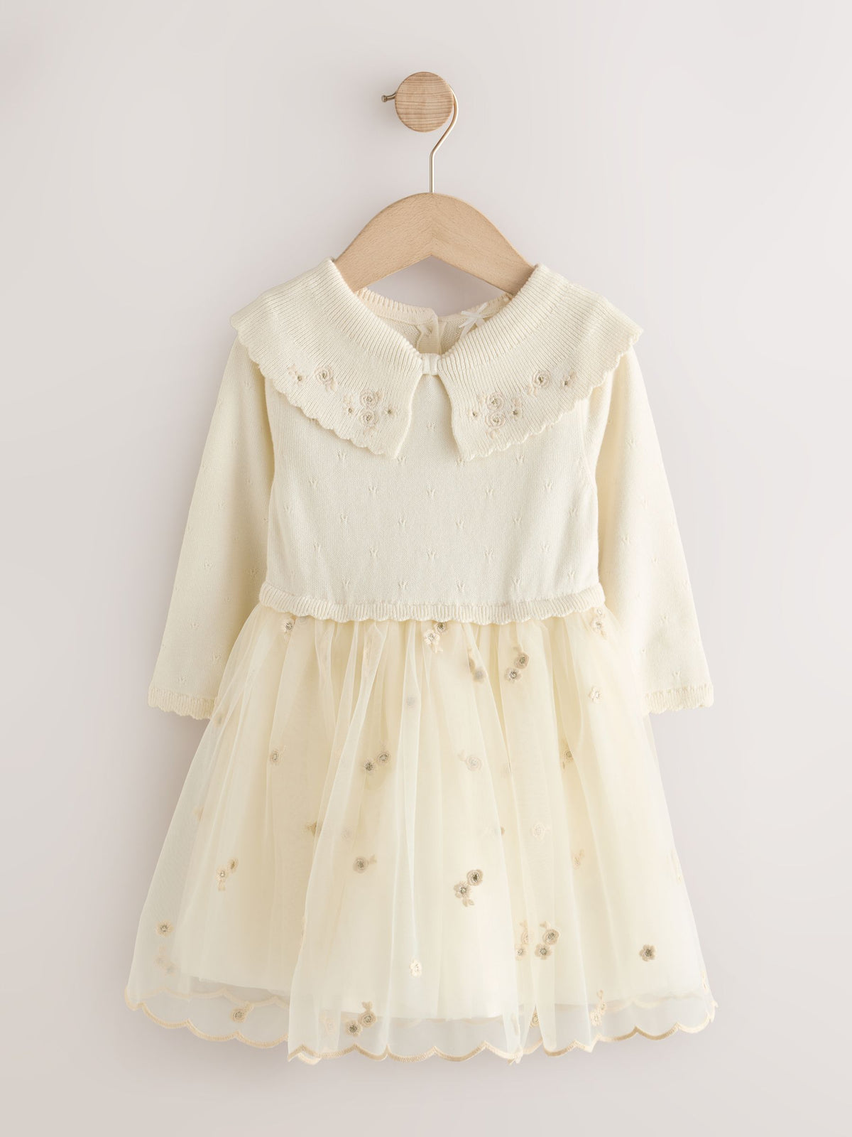 Ecru Occasion Bow Collar Dress (3mths-10yrs)