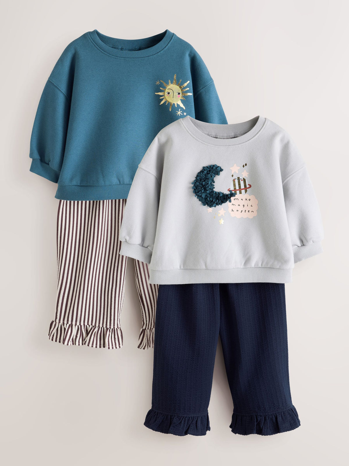 Blue Moon Sweatshirt and Frill Trousers Set 2 Pack (3mths-7yrs)