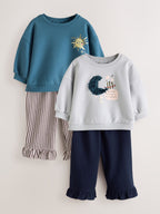 Blue Moon Sweatshirt and Frill Trousers Set 2 Pack (3mths-7yrs)