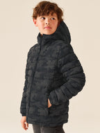 Grey Reflective Quilted Midweight Hooded Jacket (3-17yrs)