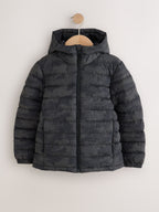 Grey Reflective Quilted Midweight Hooded Jacket (3-17yrs)