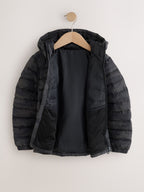 Grey Reflective Quilted Midweight Hooded Jacket (3-17yrs)
