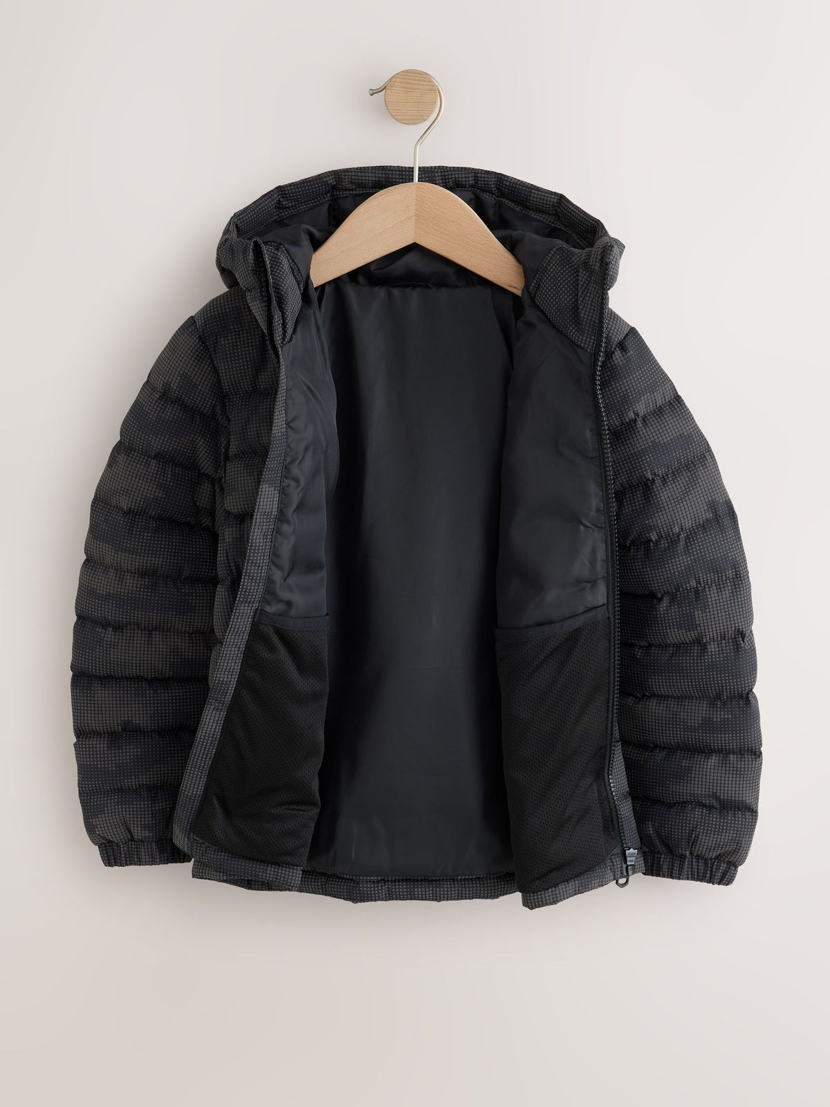 Grey Reflective Quilted Midweight Hooded Jacket (3-17yrs)